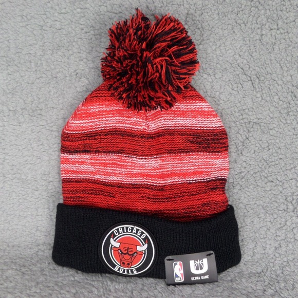 NBA Ultra Game Chicago Bulls Knit Beanie Hat With Pom Pom OSFA New with Tags - Picture 4 of 8